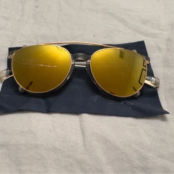 Finlay & Co Sunglasses in Champagne Acetate w/ Gold Mirror Clip-On *Polarized Finlay & Co Sunglasses in Champagne Acetate w/ Gold Mirror  main image 2